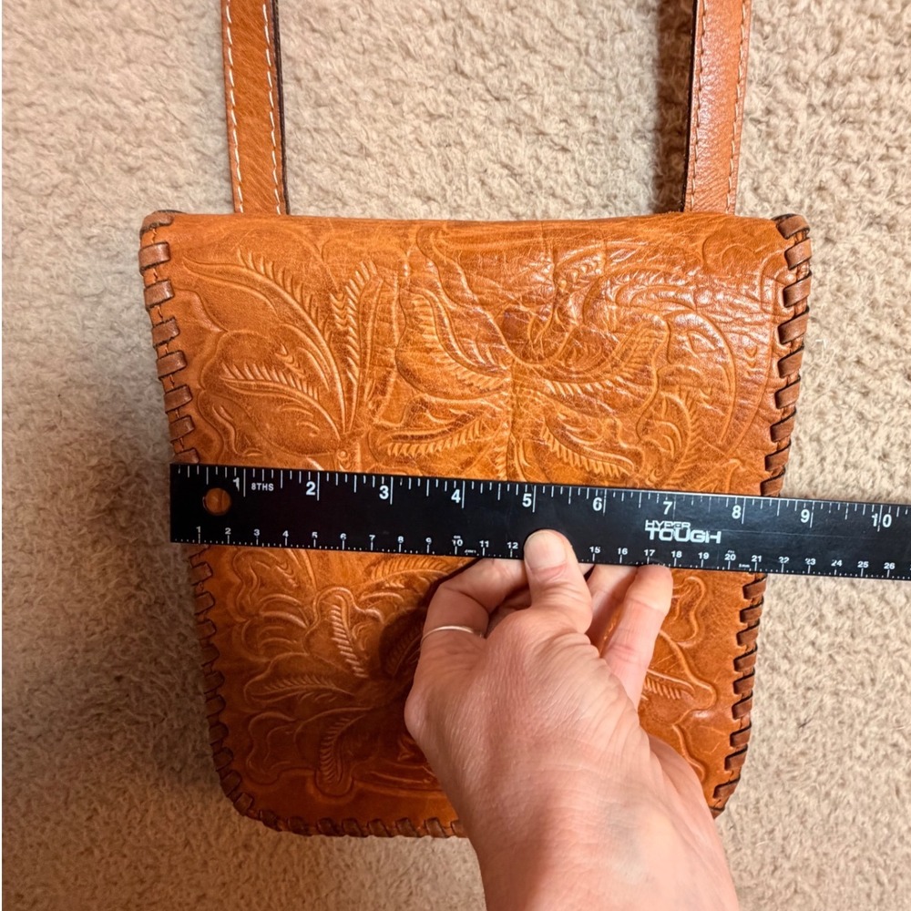 Patricia Nash Granada Tooled Leather Crossbody Bag Tan Floral Western Boho - Picture 13 of 16